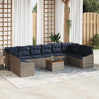 vidaXL Gartensofa-set 11 pcs Grau und Marineblau