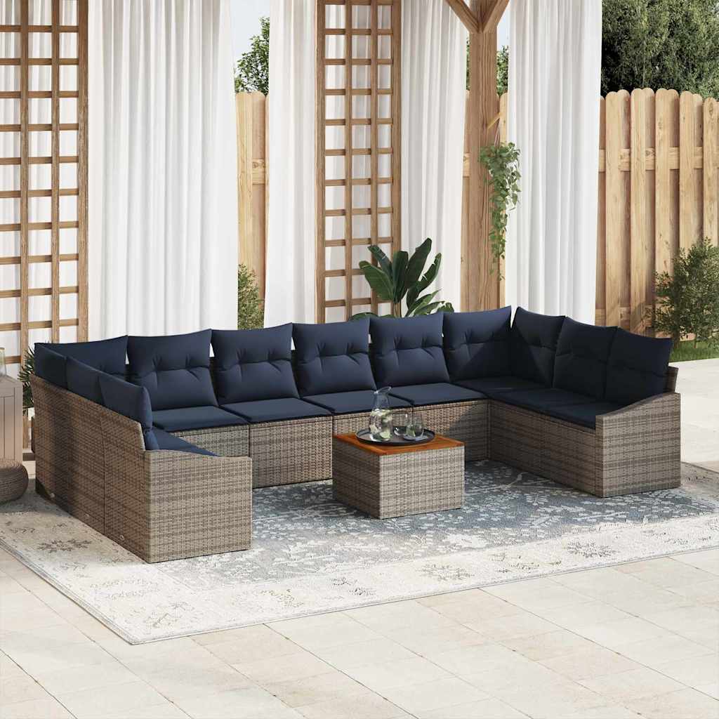 vidaXL Gartensofa-set 11 pcs Grau und Marineblau