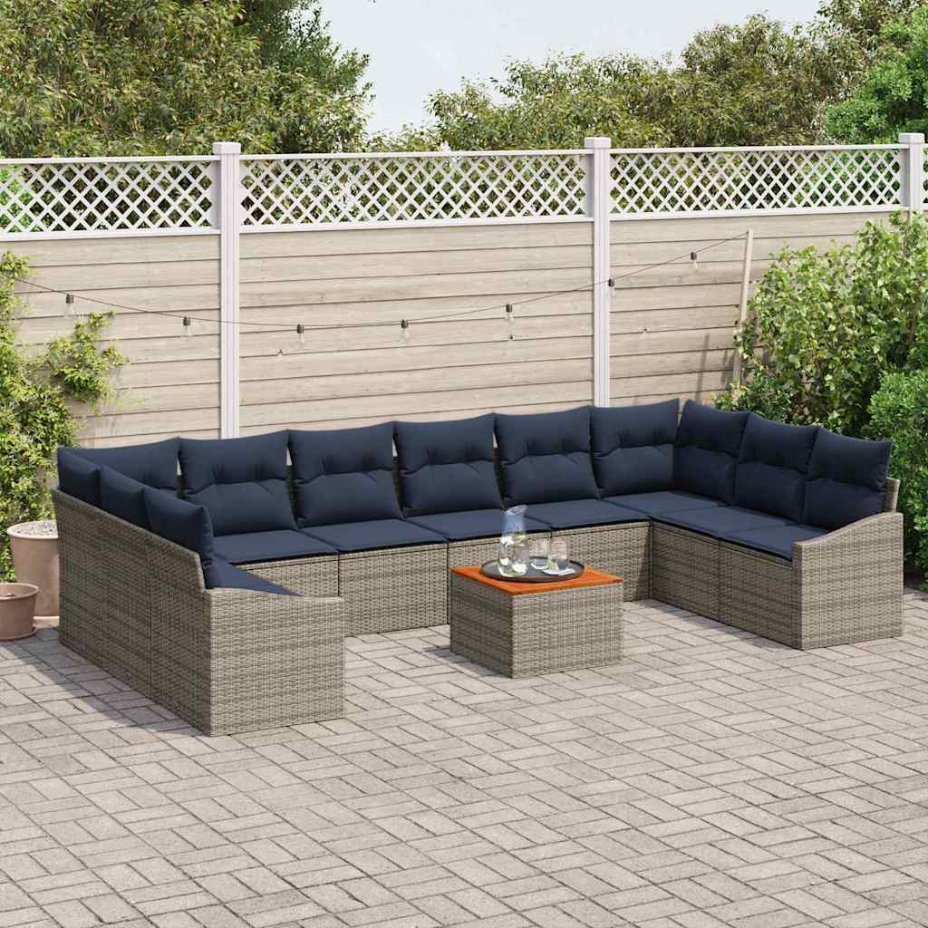 vidaXL Gartensofa-set 11 pcs Grau und Marineblau