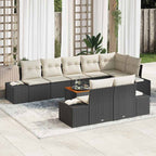 vidaXL Garten-Sofa-Set mit Speicher 9 pcs Schwarz und Weiß