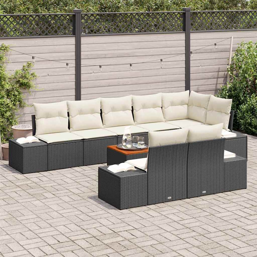 vidaXL Garten-Sofa-Set mit Speicher 9 pcs Schwarz und Weiß