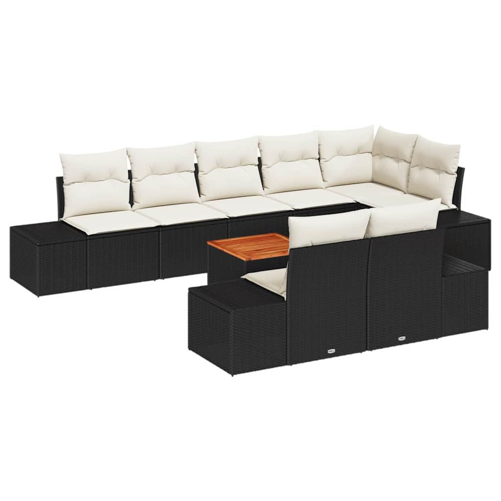 vidaXL Garten-Sofa-Set mit Speicher 9 pcs Schwarz und Weiß