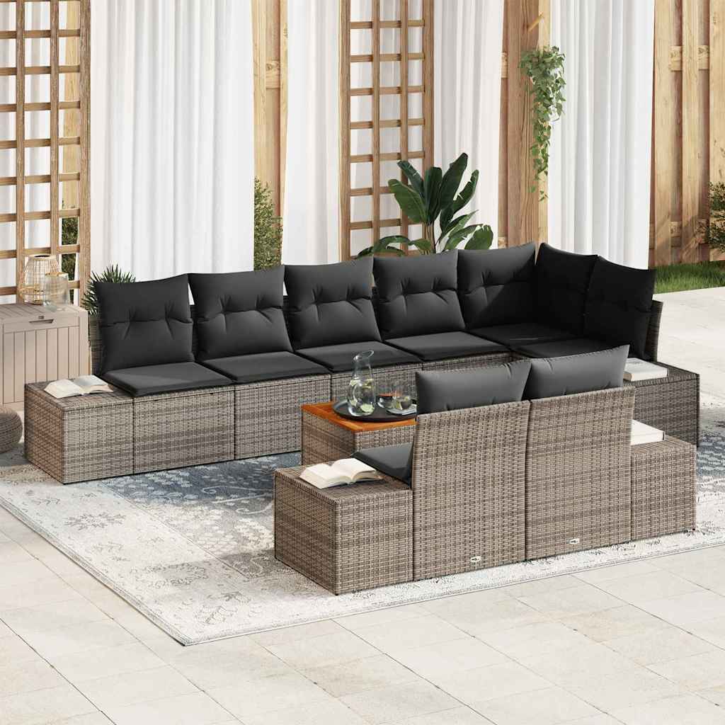 vidaXL Garten-Sofa-Set mit Speicher 9 pcs Grau