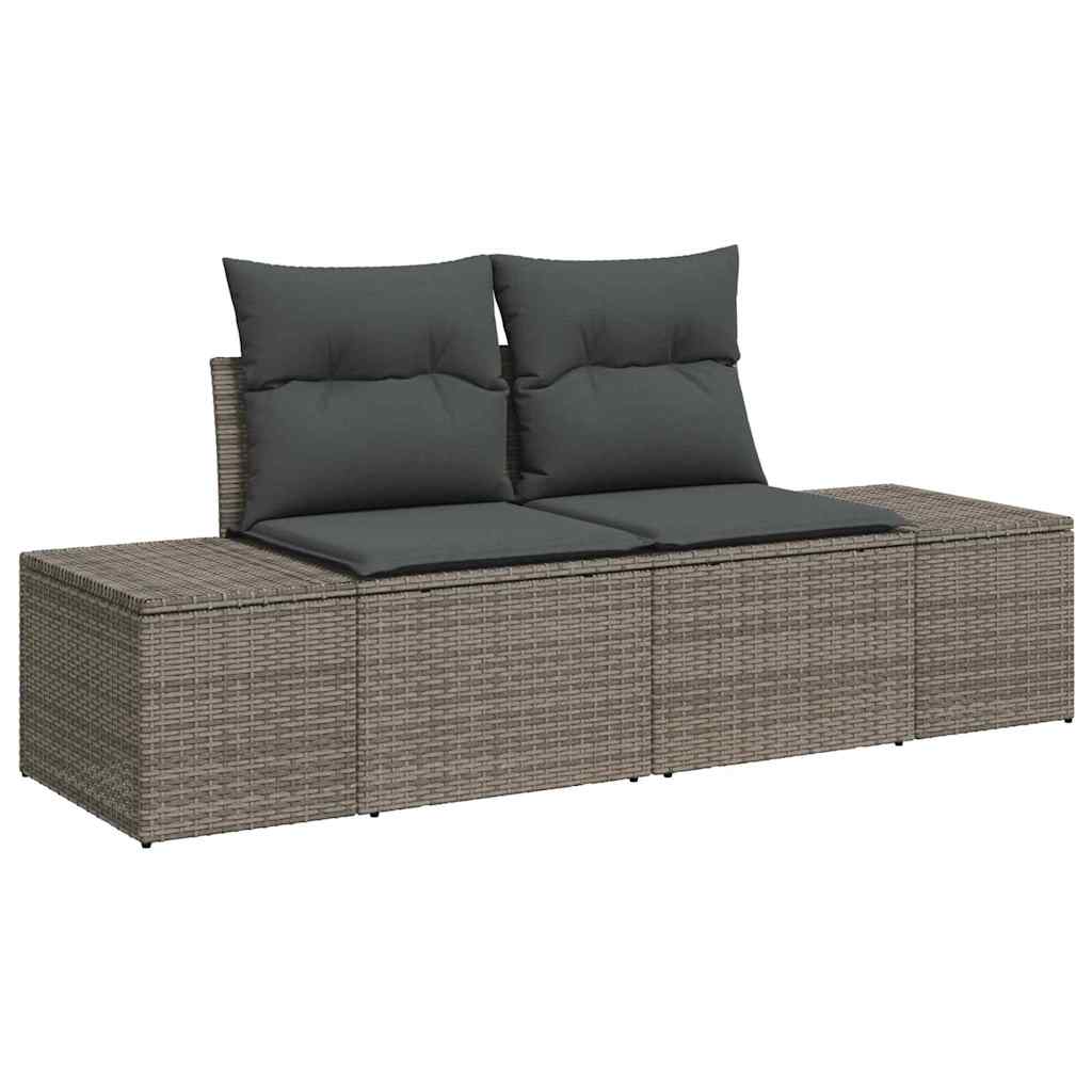 vidaXL Garten-Sofa-Set mit Speicher 9 pcs Grau