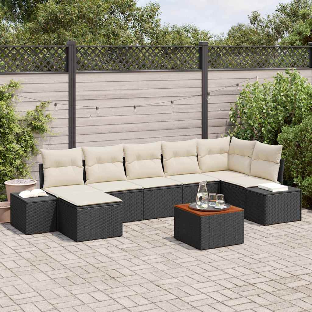 vidaXL Garten-Sofa-Set 8 pcs Schwarz und Weiß