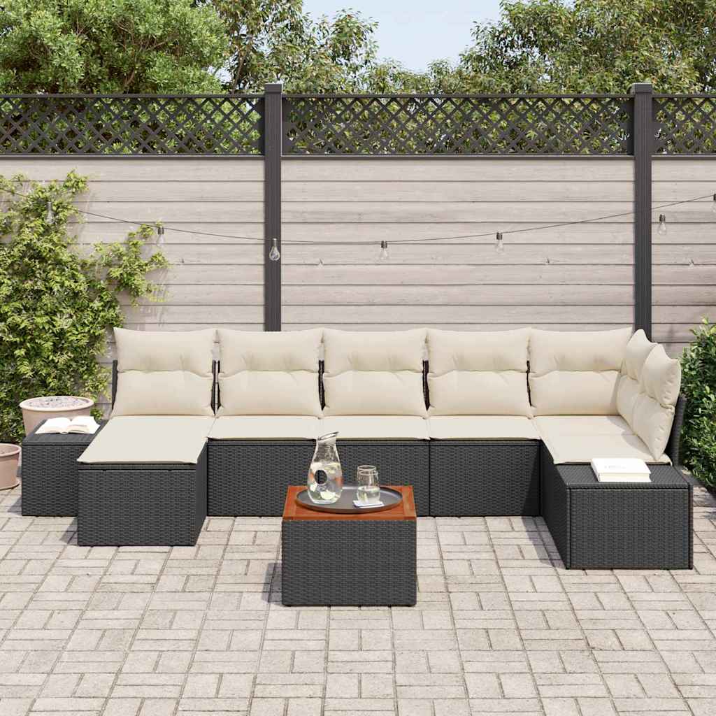 vidaXL Garten-Sofa-Set 8 pcs Schwarz und Weiß
