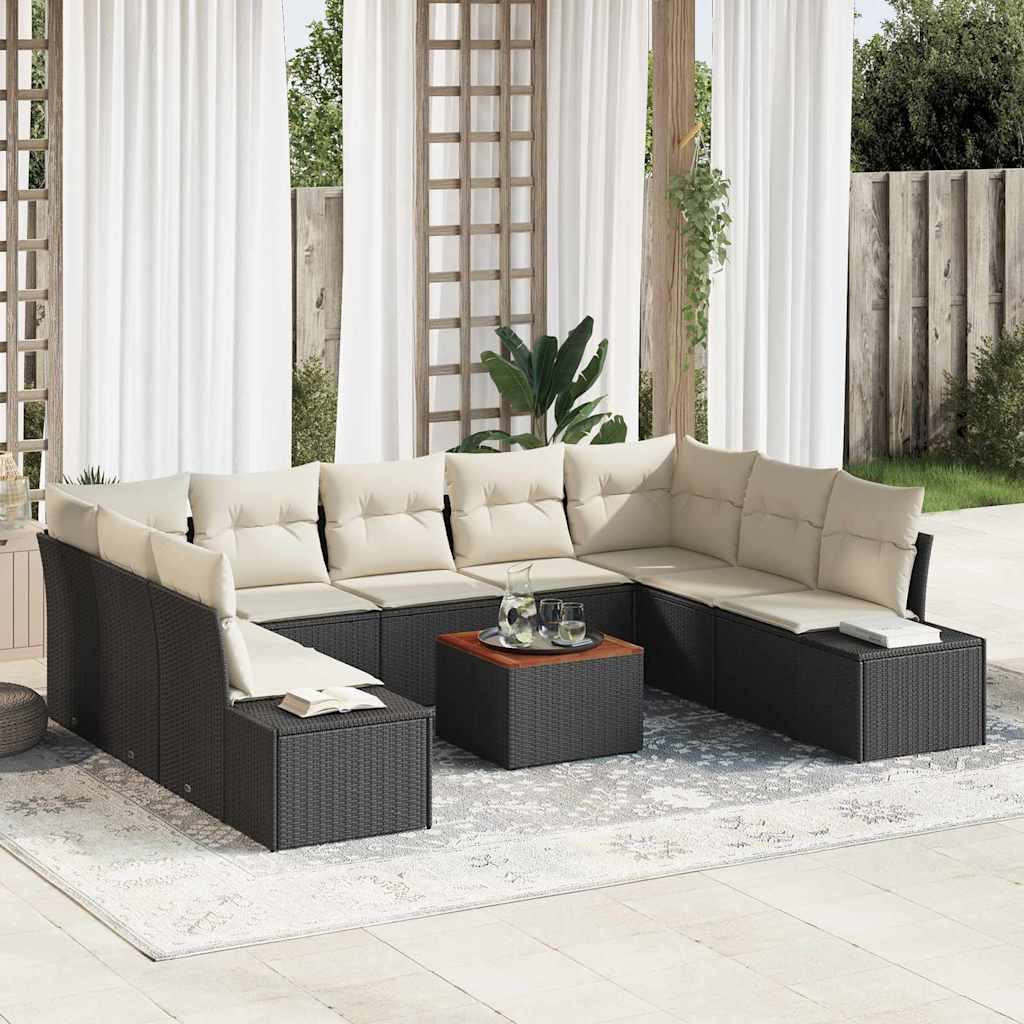 vidaXL Garten-Sofa-Set mit Speicher 10 pcs Schwarz und Weiß