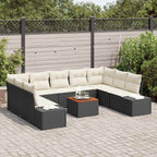 vidaXL Garten-Sofa-Set mit Speicher 10 pcs Schwarz und Weiß