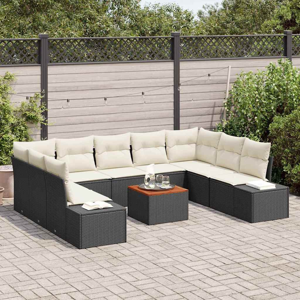 vidaXL Garten-Sofa-Set mit Speicher 10 pcs Schwarz und Weiß