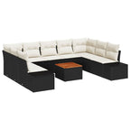 vidaXL Garten-Sofa-Set mit Speicher 10 pcs Schwarz und Weiß