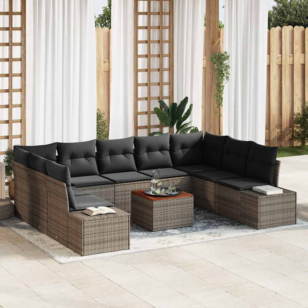 vidaXL Garten-Sofa-Set mit Speicher 10 pcs Grau