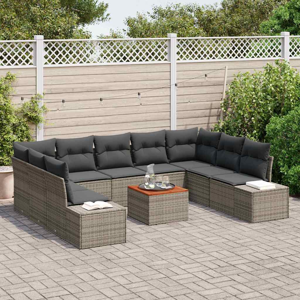 vidaXL Garten-Sofa-Set mit Speicher 10 pcs Grau