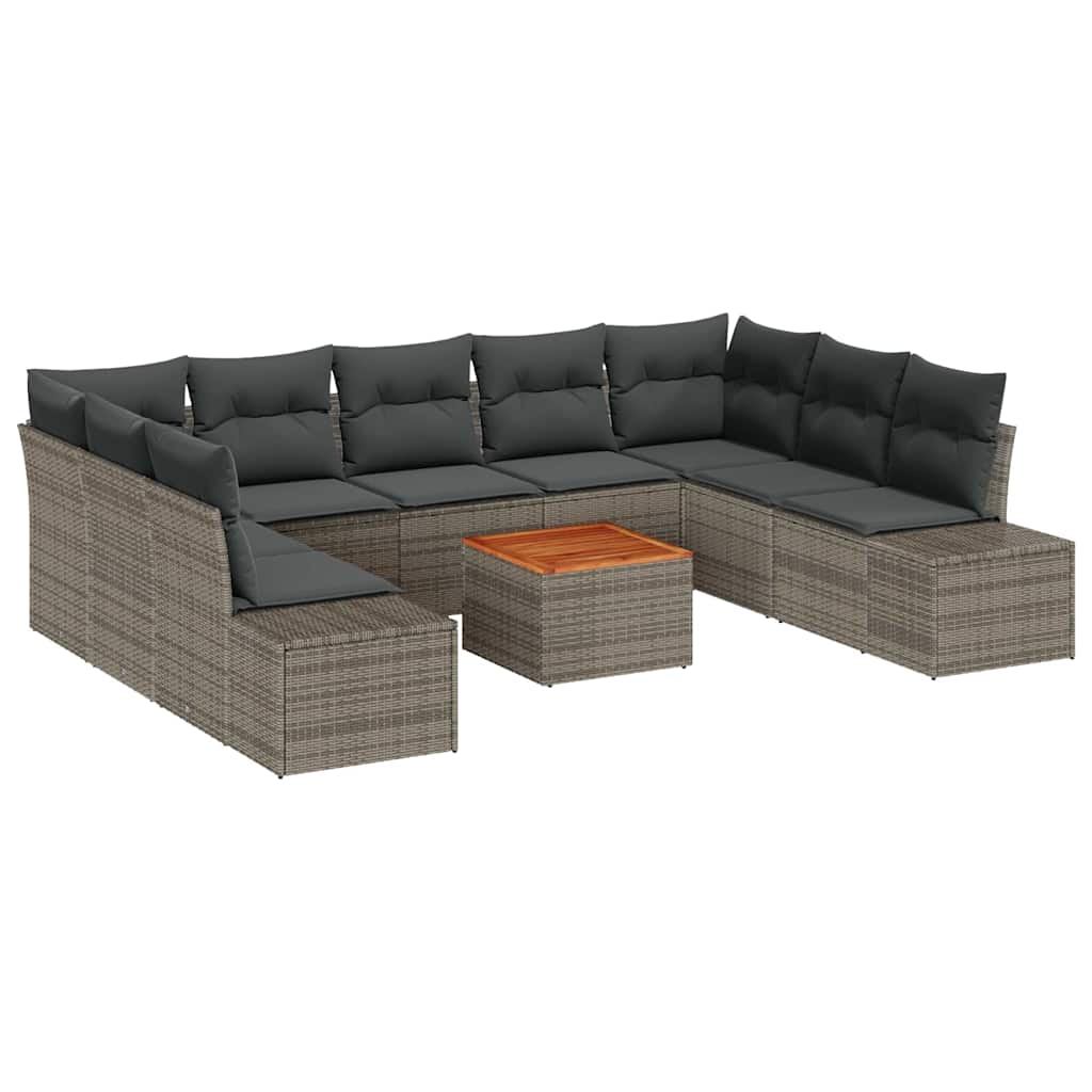 vidaXL Garten-Sofa-Set mit Speicher 10 pcs Grau