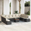 vidaXL Garten-Sofa-Set mit Speicher 11 pcs Schwarz und Weiß