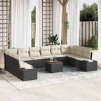 vidaXL Garten-Sofa-Set mit Speicher 11 pcs Schwarz und Weiß