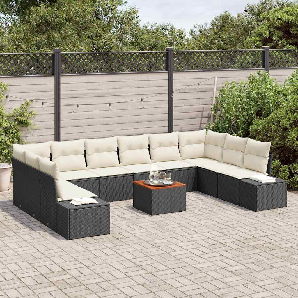 vidaXL Garten-Sofa-Set mit Speicher 11 pcs Schwarz und Weiß