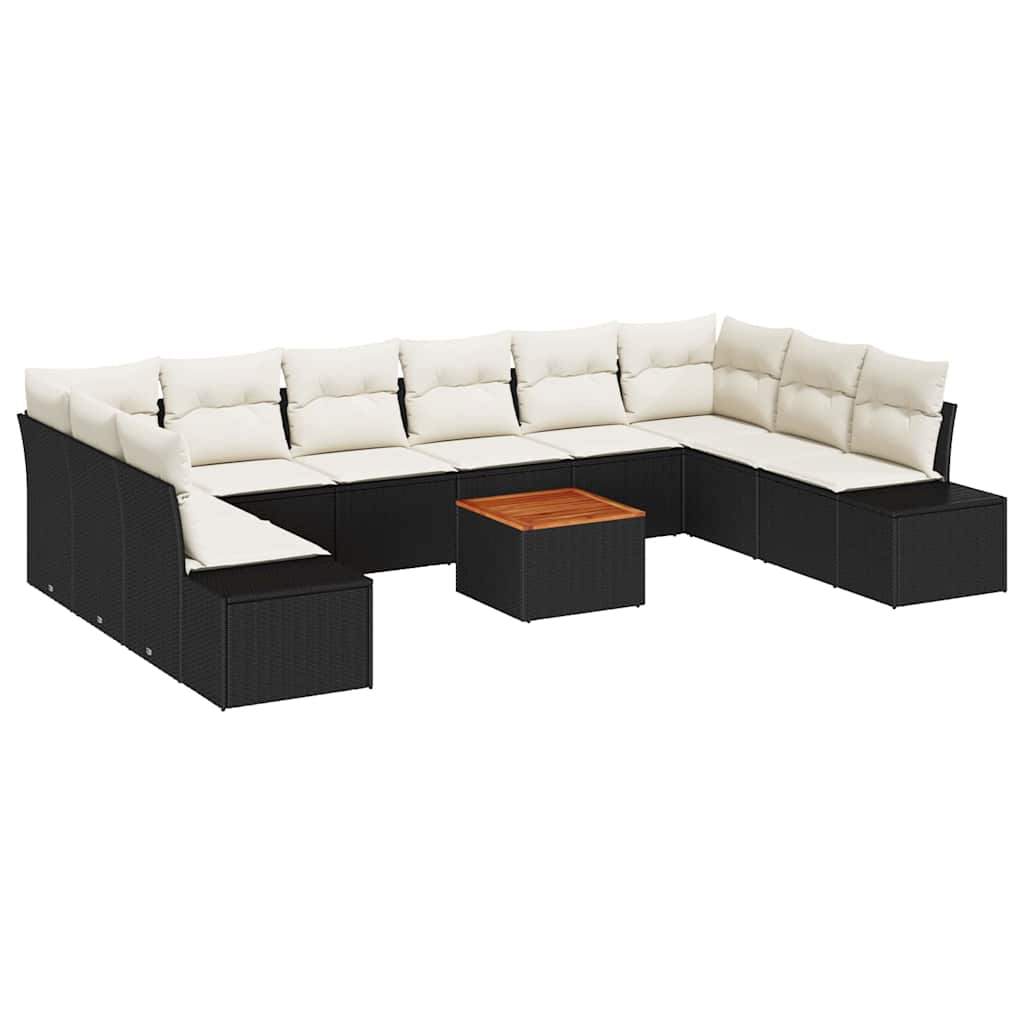 vidaXL Garten-Sofa-Set mit Speicher 11 pcs Schwarz und Weiß