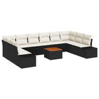 vidaXL Garten-Sofa-Set mit Speicher 11 pcs Schwarz und Weiß