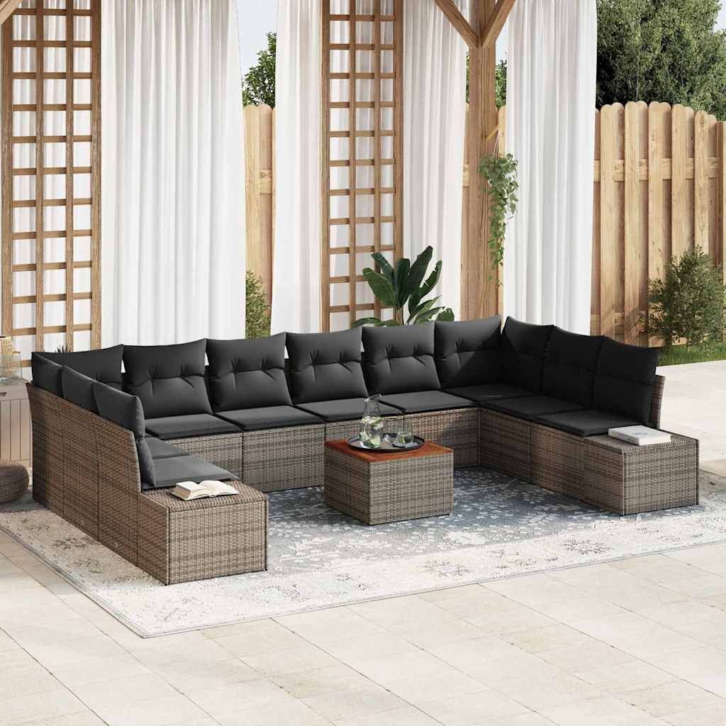 vidaXL Garten-Sofa-Set mit Speicher 11 pcs Grau