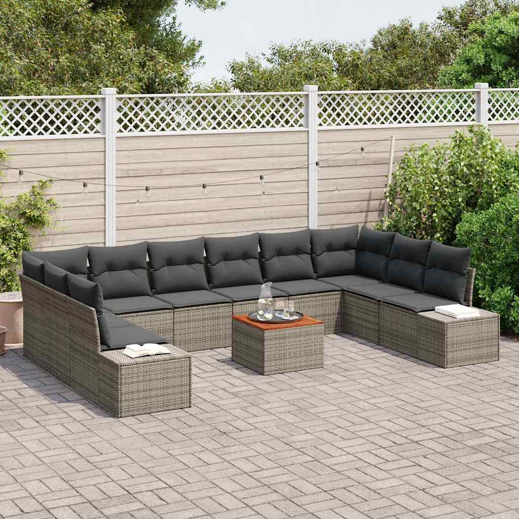 vidaXL Garten-Sofa-Set mit Speicher 11 pcs Grau
