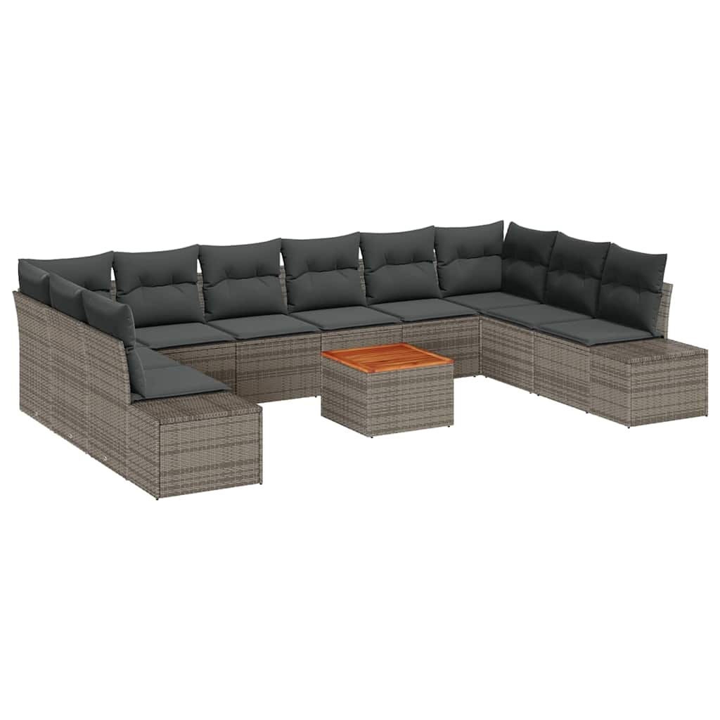 vidaXL Garten-Sofa-Set mit Speicher 11 pcs Grau