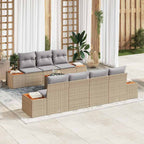vidaXL Garten-Sofa-Set mit Speicher 8 pcs Beige Poly Rattan
