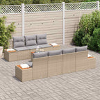 vidaXL Garten-Sofa-Set mit Speicher 8 pcs Beige Poly Rattan