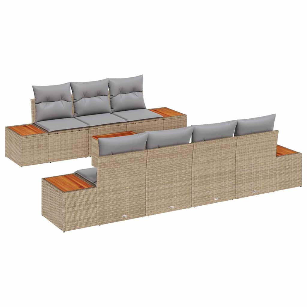 vidaXL Garten-Sofa-Set mit Speicher 8 pcs Beige Poly Rattan