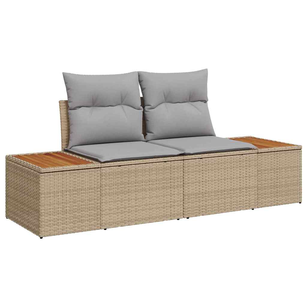 vidaXL Garten-Sofa-Set mit Speicher 8 pcs Beige Poly Rattan