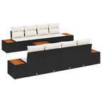 vidaXL Garten-Sofa-Set mit Speicher 9 pcs Schwarz Poly Rattan