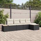 vidaXL Gartensofa-set mit Kissen 6 pcs Schwarz und Creme Polyrattan