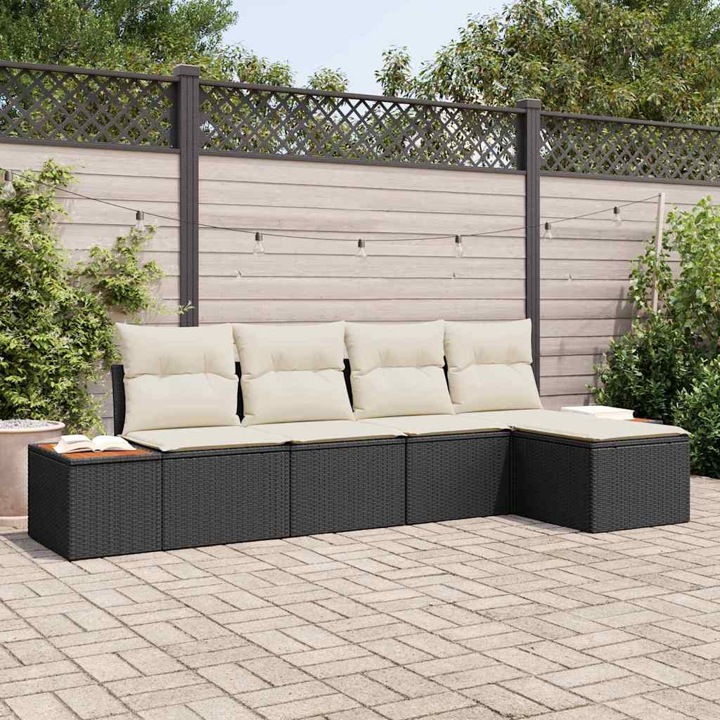 vidaXL Gartensofa-set mit Kissen 6 pcs Schwarz und Creme Polyrattan