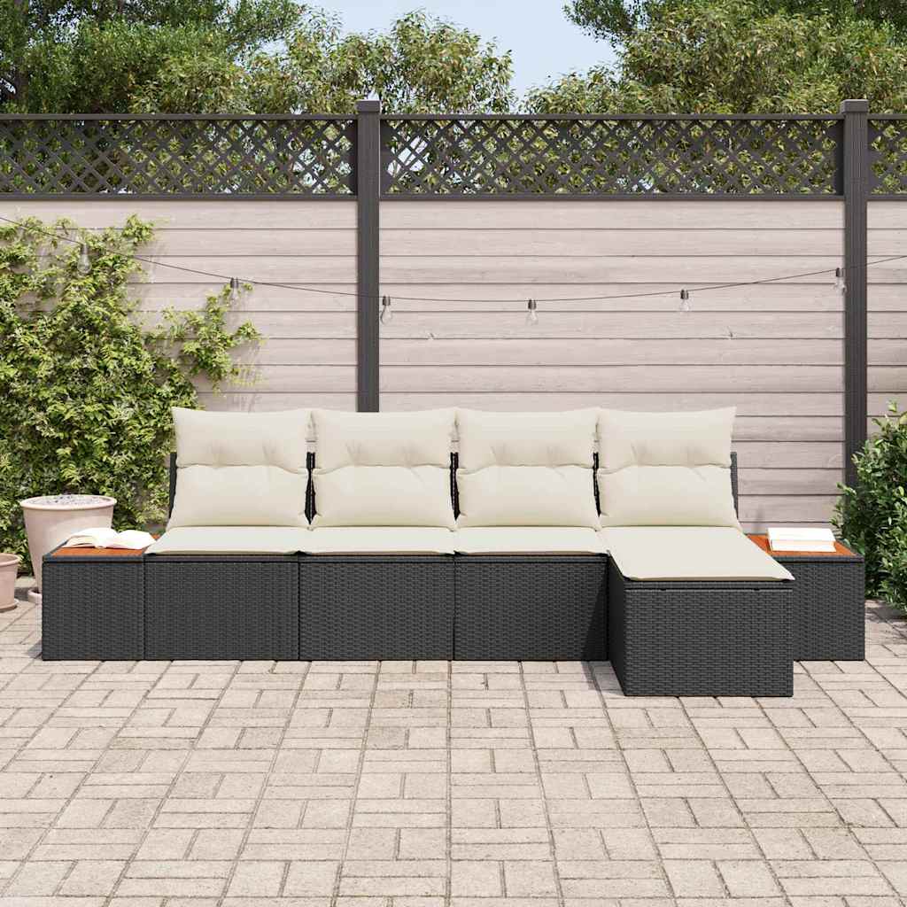 vidaXL Gartensofa-set mit Kissen 6 pcs Schwarz und Creme Polyrattan