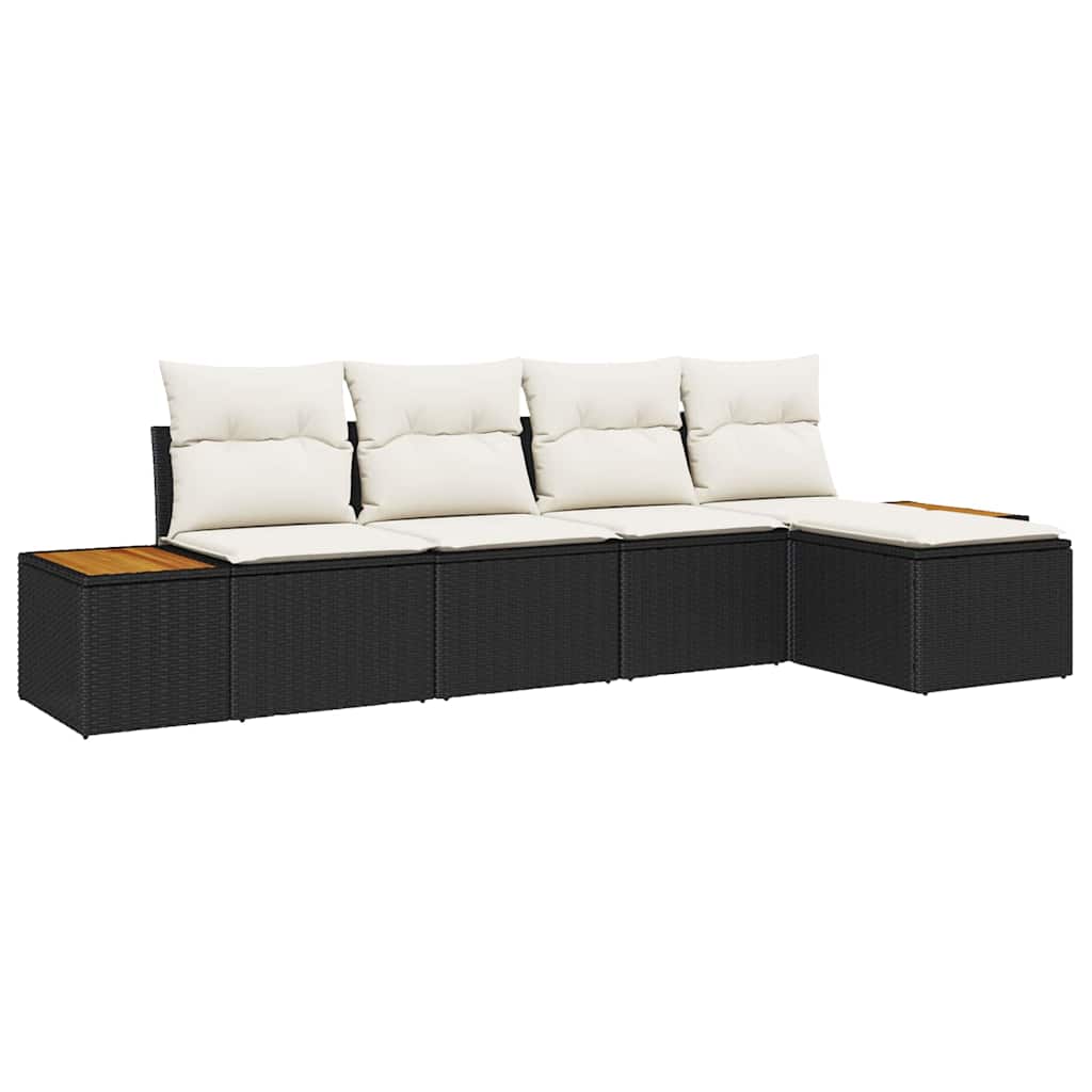 vidaXL Gartensofa-set mit Kissen 6 pcs Schwarz und Creme Polyrattan