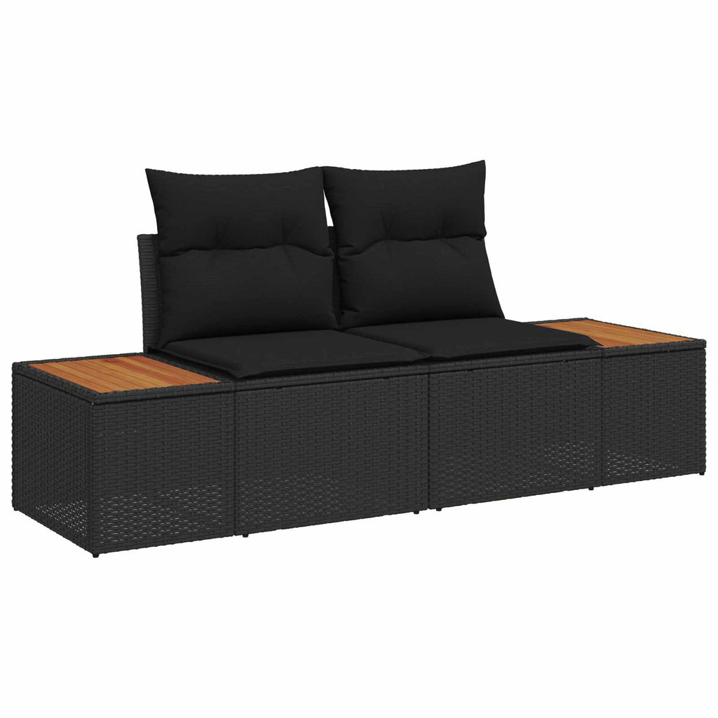 vidaXL Gartensofa-set mit Kissen mit Speicher 4 pcs Schwarz Polyrattan