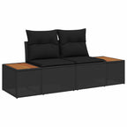 vidaXL Gartensofa-set mit Kissen mit Speicher 4 pcs Schwarz Polyrattan