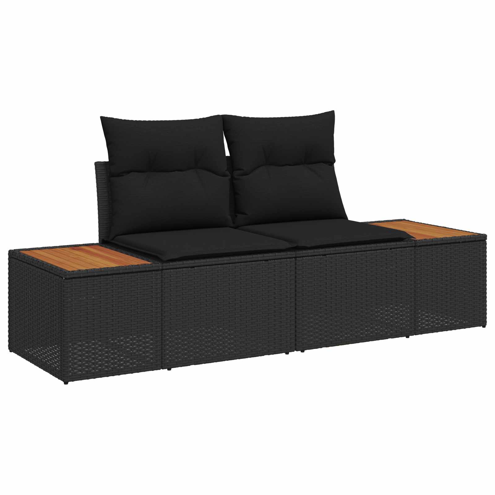 vidaXL Gartensofa-set mit Kissen mit Speicher 4 pcs Schwarz Polyrattan