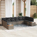 vidaXL Gartensofa-set mit Kissen mit Speicher 10 pcs Grau Polyrattan