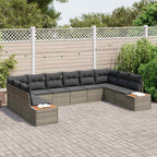 vidaXL Gartensofa-set mit Kissen mit Speicher 10 pcs Grau Polyrattan