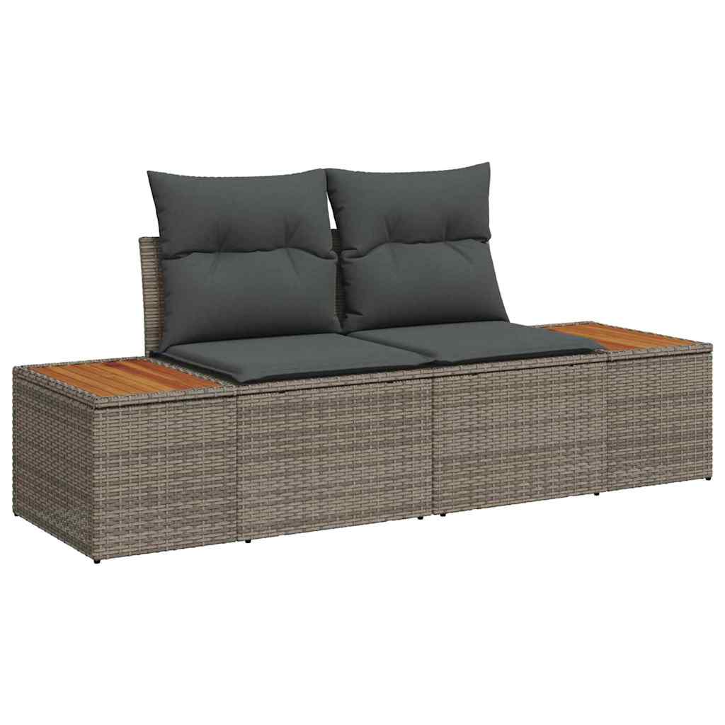 vidaXL Gartensofa-set mit Kissen mit Speicher 10 pcs Grau Polyrattan