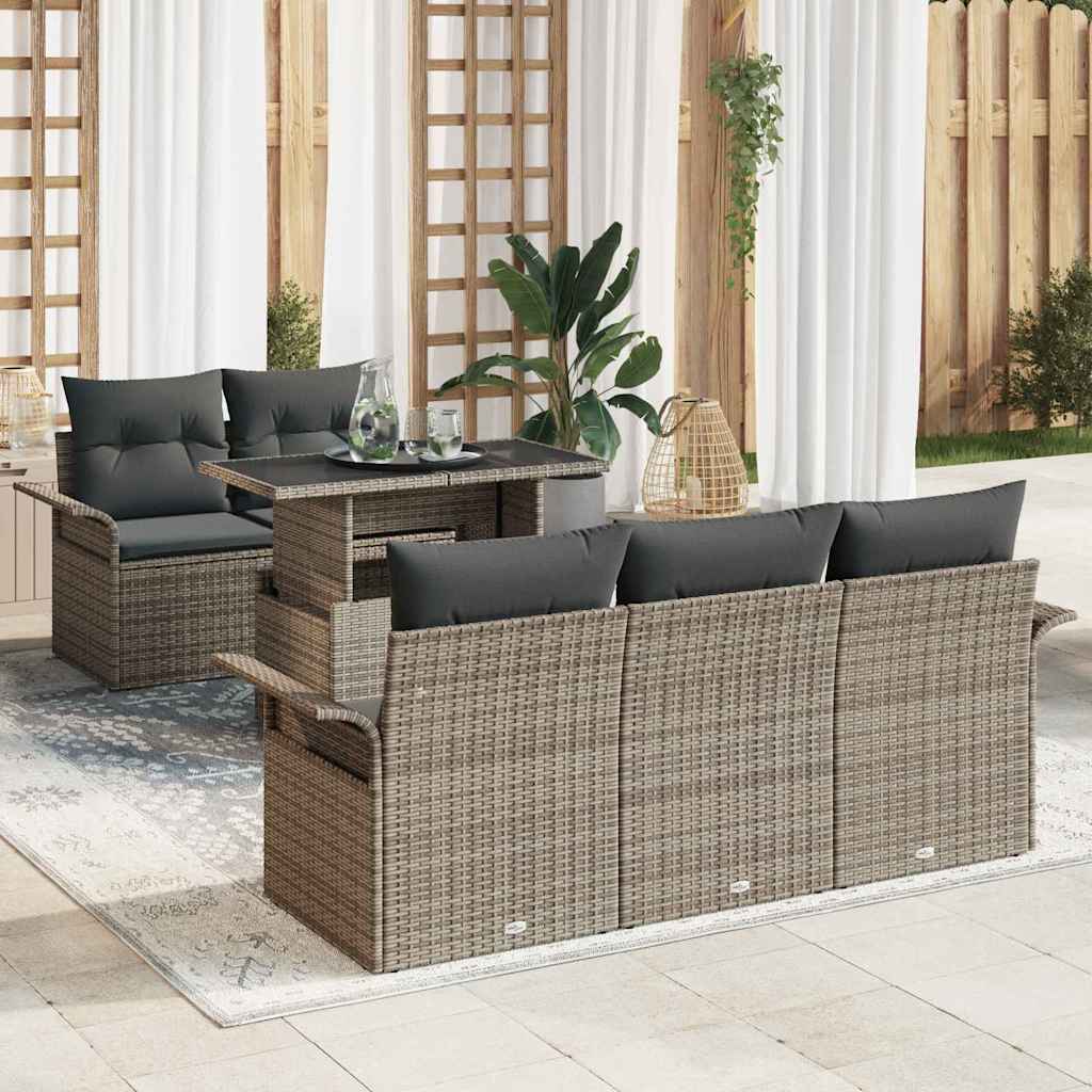 vidaXL Gartensofa-set mit Kissen mit Speicher 6 pcs Braun Poly-Rattan