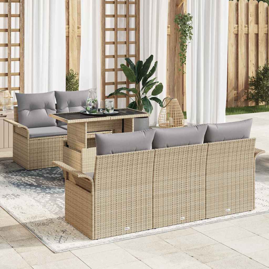 vidaXL Gartensofa-set mit Kissen mit Speicher 6 pcs Braun Poly-Rattan