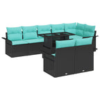 vidaXL Gartensofa-set mit Kissen mit Kissen 9 pcs Schwarz Poly Rattan