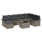 vidaXL Garten-Sofa-Set mit Kissen mit Speicher 9 pcs Grau
