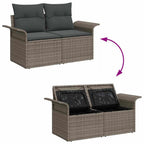 vidaXL Garten-Sofa-Set mit Kissen mit Speicher 9 pcs Grau