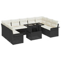 vidaXL Gartensofa-set mit Kissen mit Kissen 10 pcs Schwarz Poly Rattan
