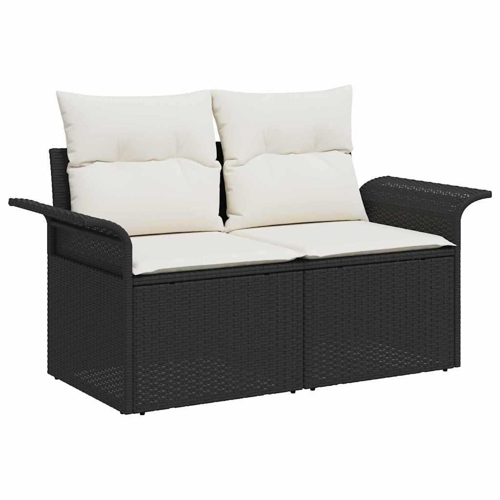 vidaXL Gartensofa-set mit Kissen mit Kissen 10 pcs Schwarz Poly Rattan