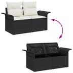 vidaXL Gartensofa-set mit Kissen mit Kissen 10 pcs Schwarz Poly Rattan