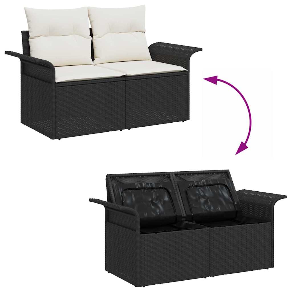 vidaXL Gartensofa-set mit Kissen mit Kissen 10 pcs Schwarz Poly Rattan