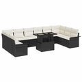 vidaXL Gartensofa-set mit Kissen mit Kissen 11 pcs Schwarz Poly Rattan